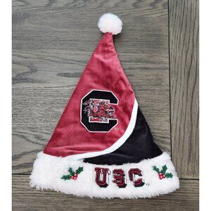 NCAA South Carolina Gamecocks Velour Santa Christmas Hat Embroidered Logo Holly